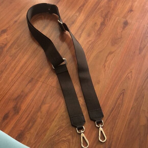 a.testoni Chocolate brown logo wide strap luggage strap purse strap. main image 6